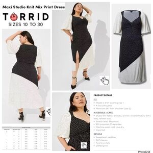 Torrid 2 plus size polka dot maxi studio dress NWT